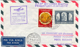 Vaticano-1967 Lufthansa I^volo Francoforte Djakarta Del 2 Luglio - Airmail