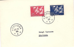 1956-Svezia S.2v."Norden,oche In Volo"su Fdc Illustrata - FDC