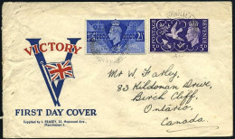 1946-Gran Bretagna S.2v."anniversario Della Vittoria"su Fdc Illustrata - Other & Unclassified