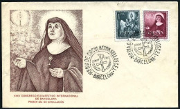 1952-Spagna S.2v."Congresso Eucauristico Int."(831+Pa)su Fdc Illustrata - FDC