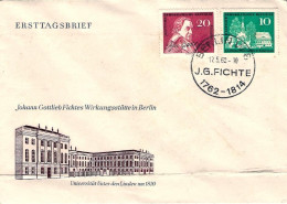 1962-Germania DDR S.2v."anniversario Del Filosofo Fichte"su Fdc Illustrata - Storia Postale