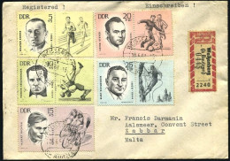 1963-Germania DDR Busta Affrancata Con S.5v.con Vignette "Sport E Antifascisti"s - Lettres & Documents