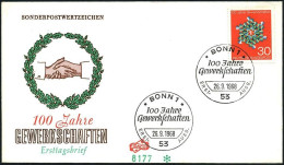1968-Germania S.1v."Centenario Dei Sindacati"su Fdc Illustrata - Brieven En Documenten