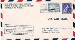 1946-Belgique Belgium Belgio I^volo Pan American World Airways Bruxelles-Vienna - Cartas & Documentos