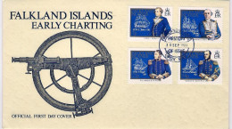 1985-Falkland S.4v."Cartografi Della Marina"su Fdc Illustrata - Falkland Islands