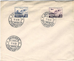 1951-Islanda S.2v."anniversario Del Servizio Postale "su Fdc Illustrata - Andere & Zonder Classificatie
