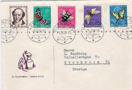 1954-Svizzera S.5v."J.Gotthelf,insetti"su Lettera X Stoccolma - Poststempel
