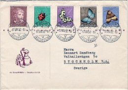 1952-Svizzera S.5v."Ritratto,insetti"su Lettera X Stoccolma - Poststempel