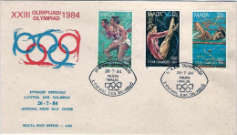 1984-Malta S.3v."Olimpiadi Di Los Angeles"su Fdc Illustrata - Malta