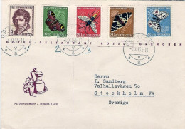 1955-Svizzera S.5v."Rochemont,insetti"su Lettera X Stoccolma - Marcophilie