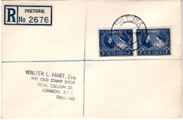 1948-Africa Del Sud S.2v.se Tenant "Nozze D'argento"su Raccomandata - Storia Postale