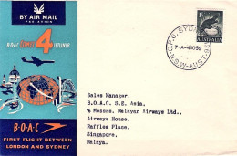 1959-Australia I^volo BOAC Tappa Sydney-Singapore - Aerograms