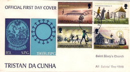 1969-Tristan Da Cunha S.4v."Propagazione Del Vangelo"su Fdc Illustrata - Tristan Da Cunha