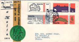 1975-Malta S.3v."Patrimonio Architettonico"su Fdc Illustrata - Malta