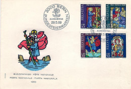 1969-Svizzera S.4v."Pro Patria,vetrate Di Chiese"su Fdc Illustrata - Non Classés