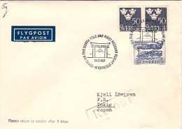 1957-Svezia I^volo SAS Stoccolma-Tokyo Via Polo. - Lettres & Documents