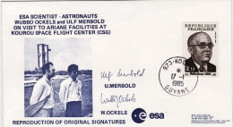 1985-France Kourou Visite Des Astronautes Europeens Ockels Et Merbold Aux Instal - Briefe U. Dokumente