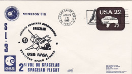 1997-U.S.A. Space Cover From Kennedy Space Ctr.FL 2 Volo Spacelab (bollo In Nero - 3c. 1961-... Covers