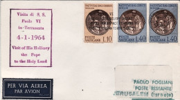 Vaticano-1964 Dispaccio Aereo Pellegrinaggio Di S.S. Paolo VI In Terra Santa Vis - Airmail