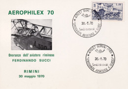 1970-Onoranze All'aviatore Ferdinando Succi Rimini 30 Maggio - 1961-70: Marcophilia