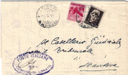 1946-piego Affrancato 80c.Democratica+L.1,20 Imperiale Senza Fasci Annullo Lonat - 1946-60: Poststempel