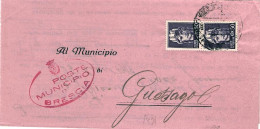 1945-piego Municipale Affrancato Coppia 50c. Turrita - Poststempel