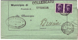 1945-piego Municipale Affrancato Coppia 50c. Turrita Annullo Collebeato Brescia - Poststempel