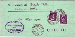 1945-piego Municipale Affrancato Con Due 50c. Turrita Annullo Bagnolo Mella Bres - Poststempel