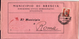 1946-piego Municipale Affrancato L.1 Democratica E In Rispedizione L.2 Imperiale - 1946-60: Poststempel