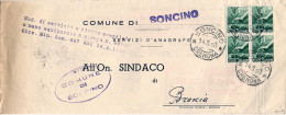 1950-piego Comunale Affrancato Quartina L.1 Democratica Annullo Soncino Cremona - 1946-60: Poststempel