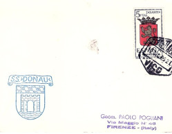 1966-Spagna Bollo Della Nave Scuola Donau Della Marina Tedesca Su Cartoncino Aff - Brieven En Documenten