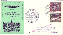 1964-Germania Berlino I^volo Francoforte Amsterdam - Storia Postale