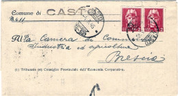 1946-piego Comunale Affrancato Coppia L.2 Imperiale Senza Fasci Emissione Di Nov - Poststempel