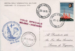 1975-mostra Dell'aeronautica Militare Volo Speciale Milano Vigevano - Luftpost