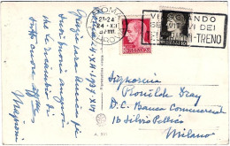 1937-cartolina Foto Roma Il Vittoriano Annullo Meccanico Viaggiando Servitevi De - Other & Unclassified