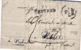 1829-France Francia Prefilatelica Con Testo Lineare 77 CASTRES - Non Classés