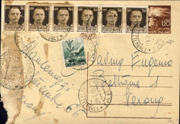 1946-cartolina Postale L.1,20 Fiaccola Con Affrancatura Aggiunta Striscia Di Sei - 1946-60: Poststempel