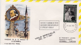 1967-Vaticano Viaggio S.S.Paolo VI A Istanbul Turchia - Poste Aérienne