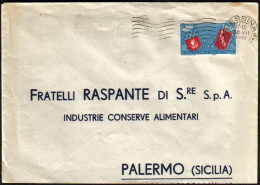1959-busta Affrancata L.25 Gemellaggio Roma-Parigi Isolato Cat.Sassone Euro 8 - 1946-60: Marcophilia