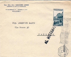 1954-busta Affrancata L.25 Turistica Isolato Con Annullo Meccanico Di Palermo De - 1946-60: Poststempel