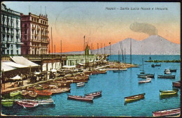 1930-cartolina Napoli-Santa Lucia Nuova E Vesuvio Diretta In Svizzera E Affranca - Napoli (Neapel)