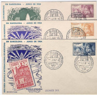 1954-Spagna Posta Aerea S.5v."Isabella La Cattolica"su Cinque Buste O Cartoncini - Lettres & Documents