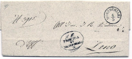 1854-piego Con Testo Bollo Ad Un Cerchio Di Montechiari (Brescia)+ovale I.R.Pret - Zonder Classificatie