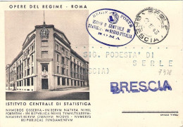 1943-cartolina Opere Del Regime Roma Istituto Centrale Di Statistica Annullo Di  - Other & Unclassified