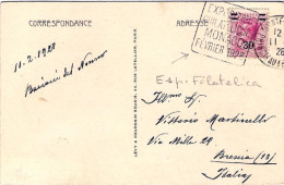 1928-Monaco Cartolina Illustrata Diretta A Brescia Affrancata 30 Su 25c.annullo  - Sonstige & Ohne Zuordnung
