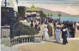 1912-Monaco Cartolina Monte Carlo Les Terrasses Du Casino Et Le Kiosque De Musiq - Autres & Non Classés