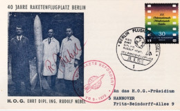 1970-Germania Cartoncino 40 Jahre Raketenflugplatz Autogramm Rudolf Nebel, Cache - Briefe U. Dokumente
