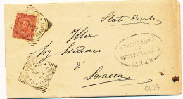 1894 CASTROREALE TRAPANI TONDO RIQUADRATO + CARTE INTESTATA ARALDICA - Marcophilia
