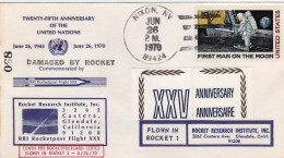 1970-U.S.A. Cartolina X RRI Rocketpostcard Flown Flight XXX Commemorating 25 Ann - Autres & Non Classés