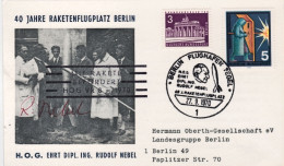 1970-Germania Cartoncino 40 Jahre Raketenflugplatz Autogramm Rudolf Nebel, Cache - Lettres & Documents